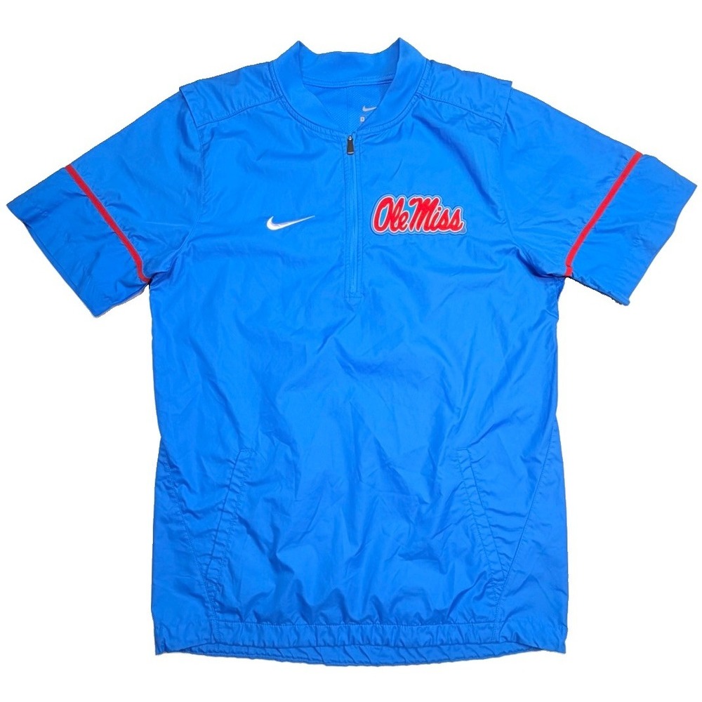Nike Ole Miss Rebels Short Sleeve 1/4 Zip Pullover Mens S Powder Blue NCAA